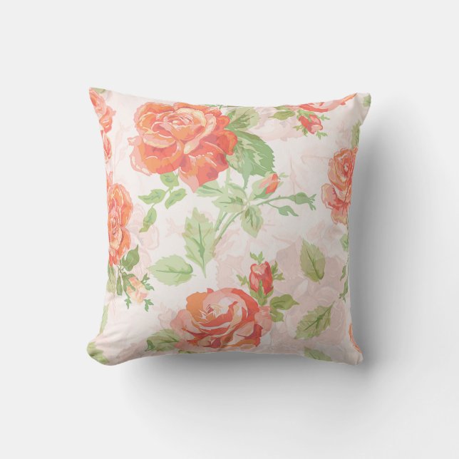 Coussin Motif classique de rose orange (Recto)
