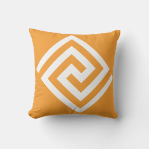 Coussin Motif Clé Grecque Orange Blanc Cadeau Moderne 2025