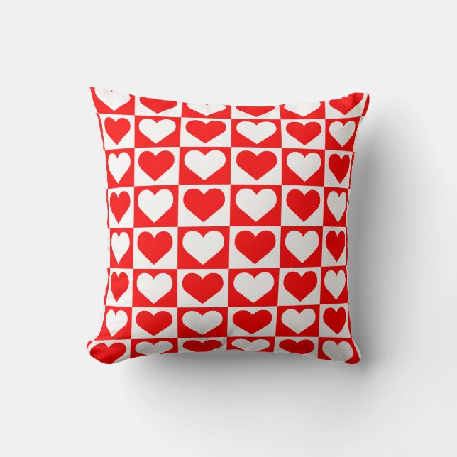 Coussin Motif Coeurs de tableau de bord - Rouge et blanc (Recto)