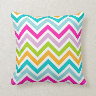 Coussin Motif coloré lumineux de rayures de Chevron
