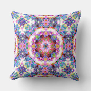Coussin Motif coloré violet bleu rose capricieux