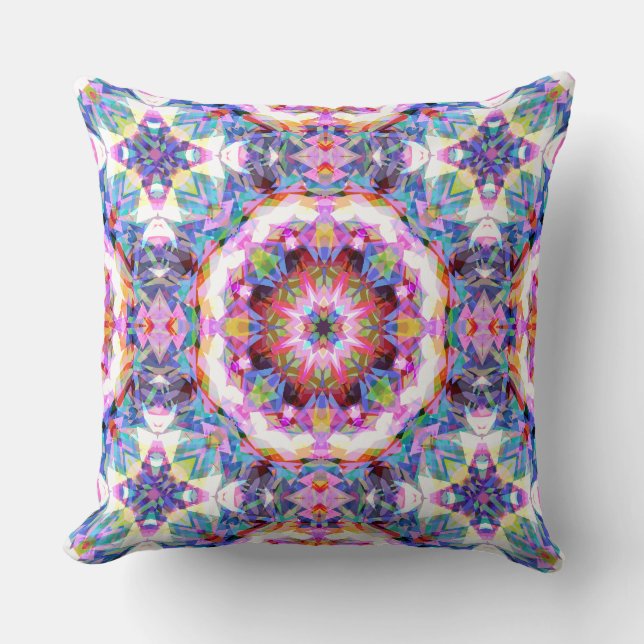 Coussin Motif coloré violet bleu rose capricieux (Recto)