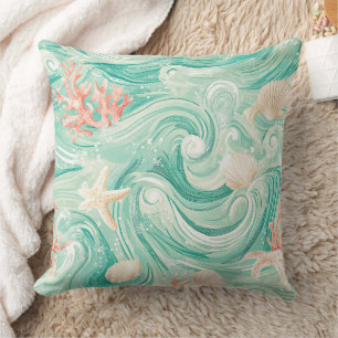 Coussin Motif Coquillages et Vagues Océaniques (8)