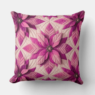 Coussin Motif courbé Poinsettia rose