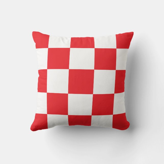 Coussin Motif croate en damier rouge (Verso)