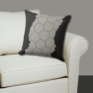 Coussin Motif d'abeilles gris stylisé cassé