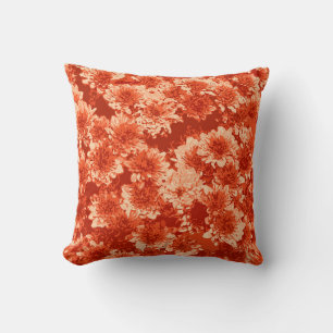 Coussin Motif Dahlia Graphique Moderne, Mandarin Orange