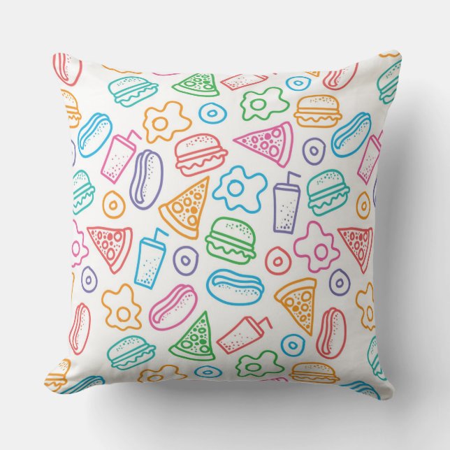 Coussin Motif d'aliments de préparation rapide (Recto)