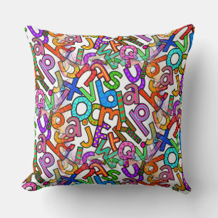 Coussin Motif d'alphabet minuscule Doodle