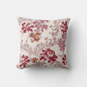 Coussin motif damassé avec fleurs et tapisserie vintage