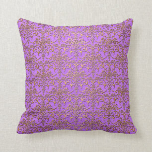 Coussin Motif damassé élégant en violet et or
