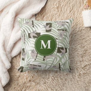 Coussin Motif d'animal de paresse mignon dans la forêt sau