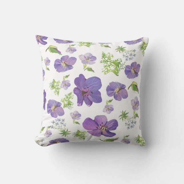 Coussin motif dans le style des fleurs lilas de provence (Recto)