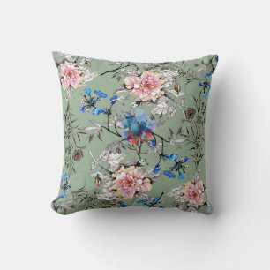 Coussin Motif d'aquarelle Arrière - plan vert.