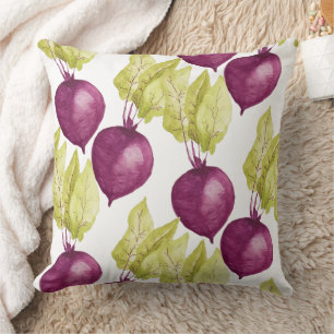 Coussin Motif d'aquarelle de betterave mignonne