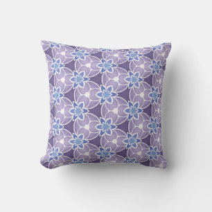 Coussin Motif d'aquarelle de couleur violet monogramme