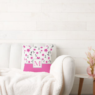 Coussin Motif d'aquarelle rose chaud cinq pétales