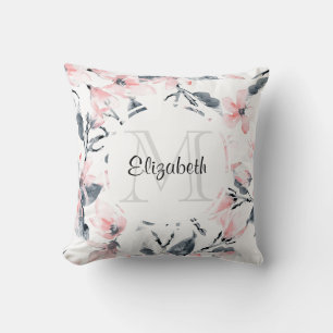 Coussin Motif d'aquarelle rose et gris
