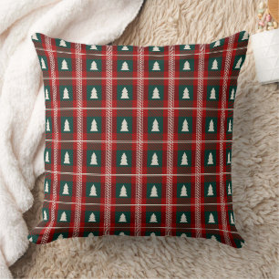 Coussin Motif d'arbre de Noël en patchwork à carreaux