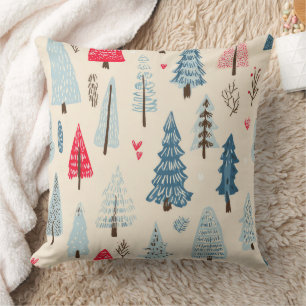 Coussin Motif d'arbre forestier scandinave minimaliste