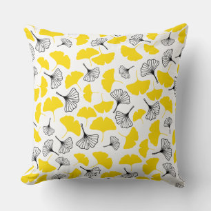 Coussin Motif d'art botanique vibrant Ginkgo Biloba - Jaun