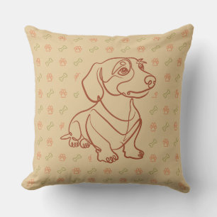 Coussin Motif d'art décoratif en ligne de teckel