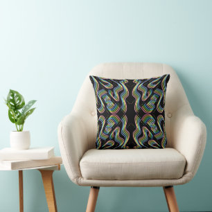 Coussin Motif d'art en rangées de rubans joliment colorés