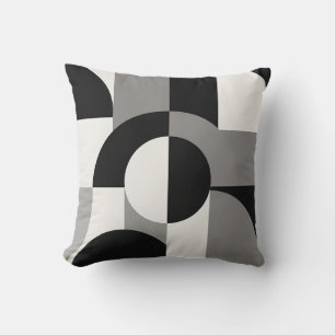 Coussin Motif d'art géométrique abstrait moderne en monoch