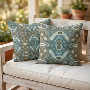 Coussin Motif d'art tribal abstrait bohème élégant