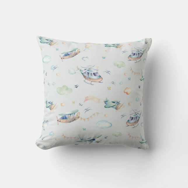 Coussin Motif d'avion mignon (Recto)