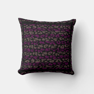 Coussin Motif de bande Empreinte de léopard violet et noir