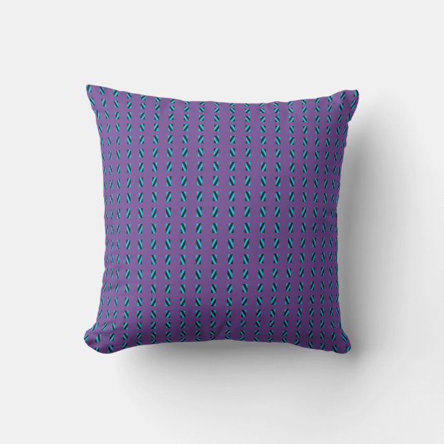 Coussin Motif de bandes géométriques violettes (Recto)
