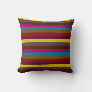 Coussin Motif de bandes rétro multicolores
