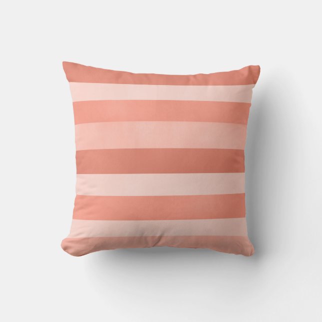 Coussin Motif de bandes texturées rose corail (Recto)
