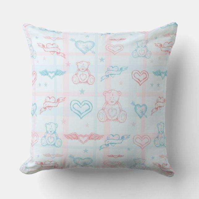 Coussin motif de bébé avec l'ours de nounours (Recto)