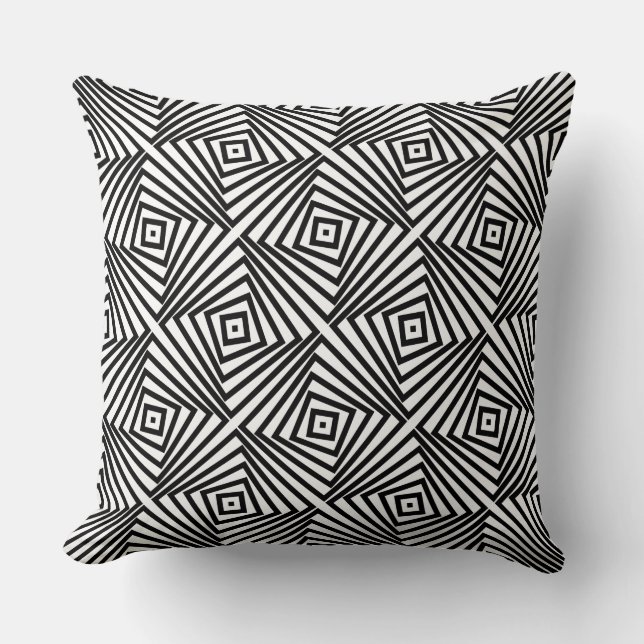 Coussin Motif de boîte à spirale noir et blanc élégant (Recto)