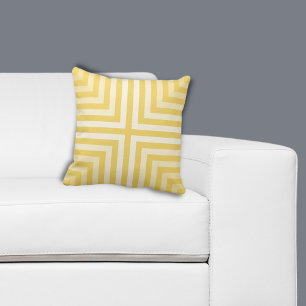Coussin Motif de boîte imbriquée Jaune géométrique