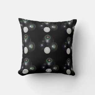 Coussin Motif de boules de pelouse noir et blanc.