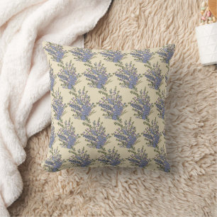 Coussin Motif de bouquet Floral Lavande Bleue