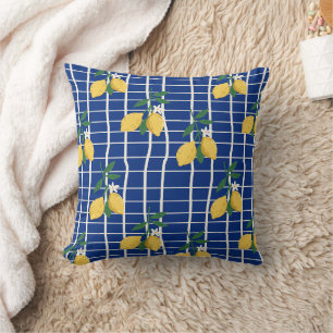Coussin Motif de branche de citron méditerranéen