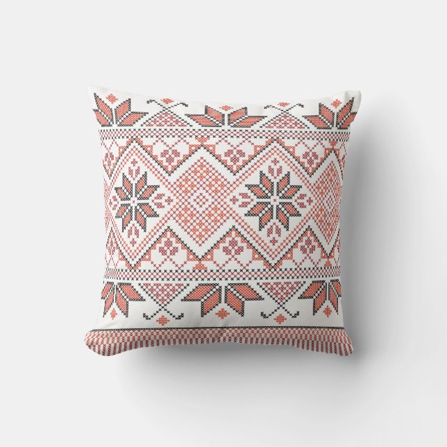 Coussin Motif de broderie arabe palestinien Tatreez (Recto)