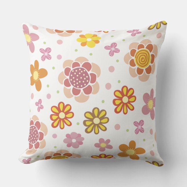 Coussin motif de broderie de tournesol (Recto)