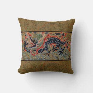Coussin Motif de broderie en soie de dragon chinois antiqu