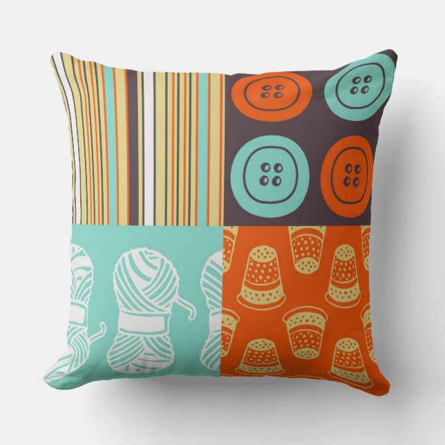 Coussin motif de Bruit-art - cousant (Recto)