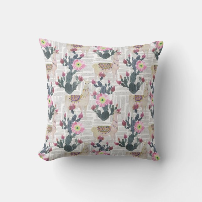 Coussin Motif de cactus d'aquarelle (Recto)