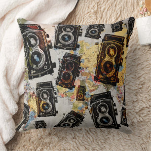 Coussin Motif de caméra Vintage voyage