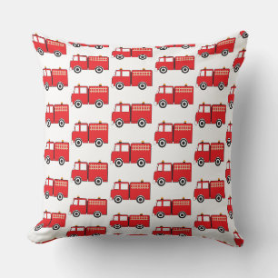 Coussin Motif de camion de pompiers rouge