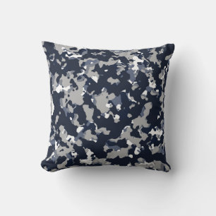 Coussin Motif de camouflage bleu gris blanc Camo