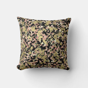 Coussin Motif de camouflage noir rose or