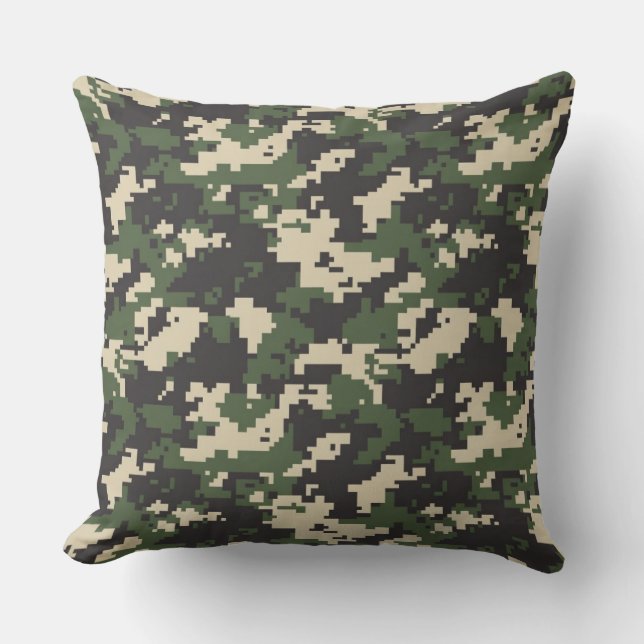 Coussin Motif de camouflage numérique vert (Recto)
